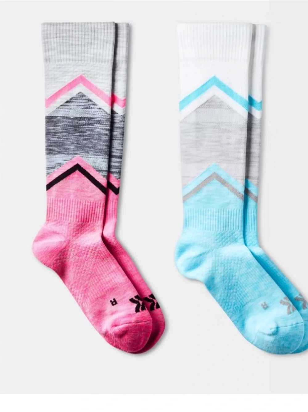 all in motion Chevron Athletic knee high compression Socks - Pink & Light Blue